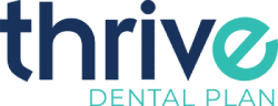 Thrive Dental Plan logo featuring teal and navy blue branding text